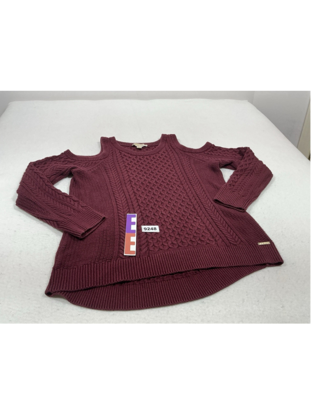 Womans Excellent Michael Kors Pullover Cable Knit Sweater Large Maroon